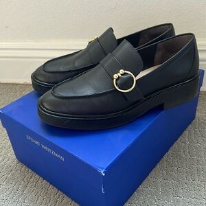 Stuart Weitzman Black Leather Loafers size 8.5